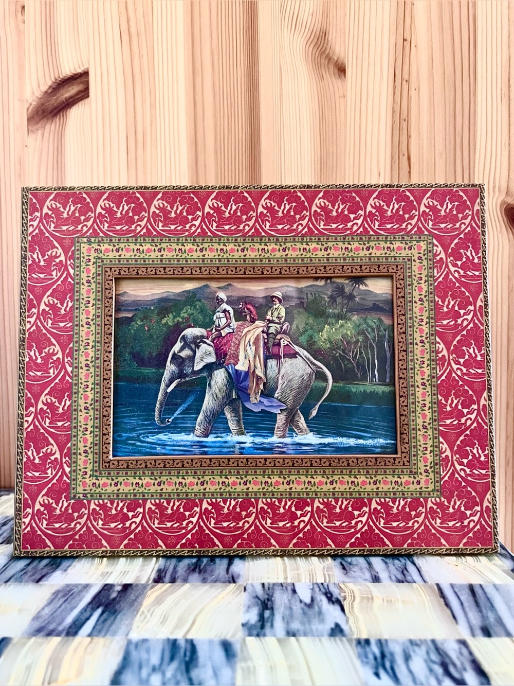 Vintage Punch Studio Picture Frame with Elephant Artwork India